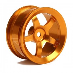 Golden 5-spoke Aluminum Wheels +Tires (1/10 Car) 4 Pcs